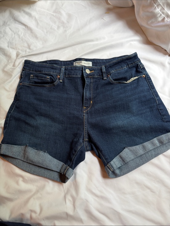 Signature by Levi Strauss Pants - Signature by Levi Strauss Dark Blue Cuffed Denim Shorts